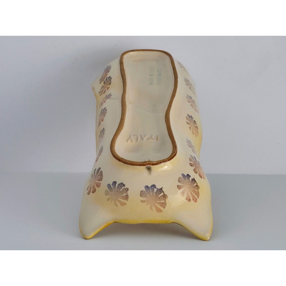 Italian Ceramic Cat Shaped Trinket Dish Hand Painted Yellow Pottery Tray - Picture 4 of 4